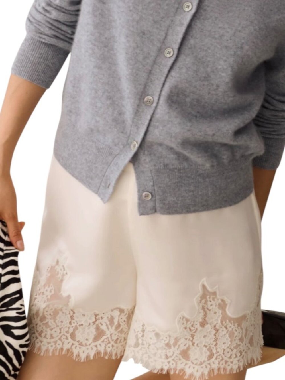 Sorella Rosa Satin Lace Trim Shorts Cream XS NWT Romantic Bridal